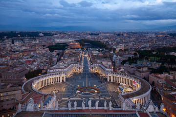 High angle view of Saint Peter's Square in Vatican City, Rome, Italy
