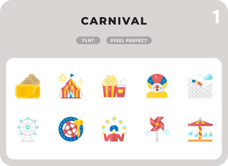 Carnival Flat  Icons Pack for UI. Pixel perfect thin line vector icon set for web design and website application.