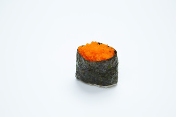 Japanese Sushi,Tobiko sushi food,Tobiko roe sushi fish egg on white