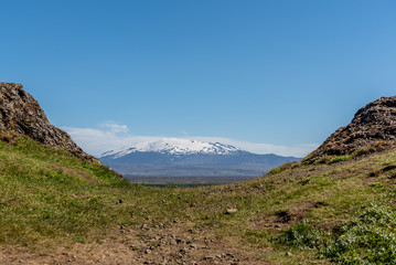 Wulkan, ośnieżony szczyt, Islandia