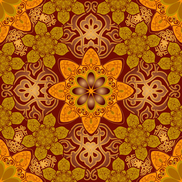    Oriental motif. Mondala in a round ornament of bright colors.