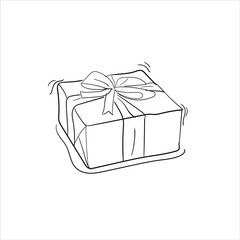 gift box with red ribbon and bow isolated on white