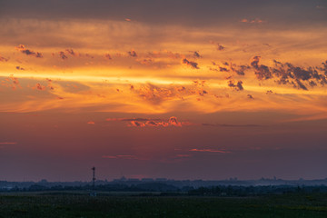 sunset over field