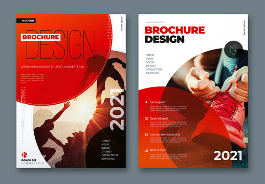 Business Report Cover Layout Set with Circular Elements
