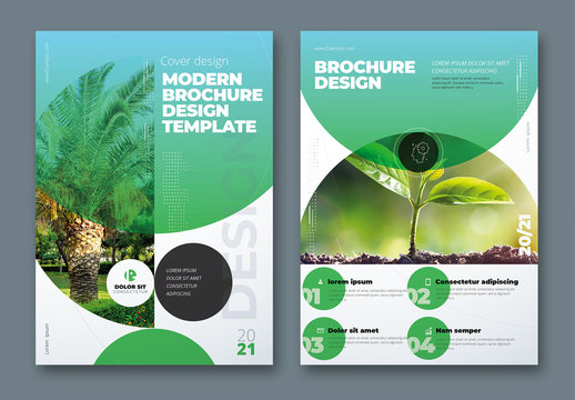 Business Report Cover Layout Set with Gradient Circle Elements