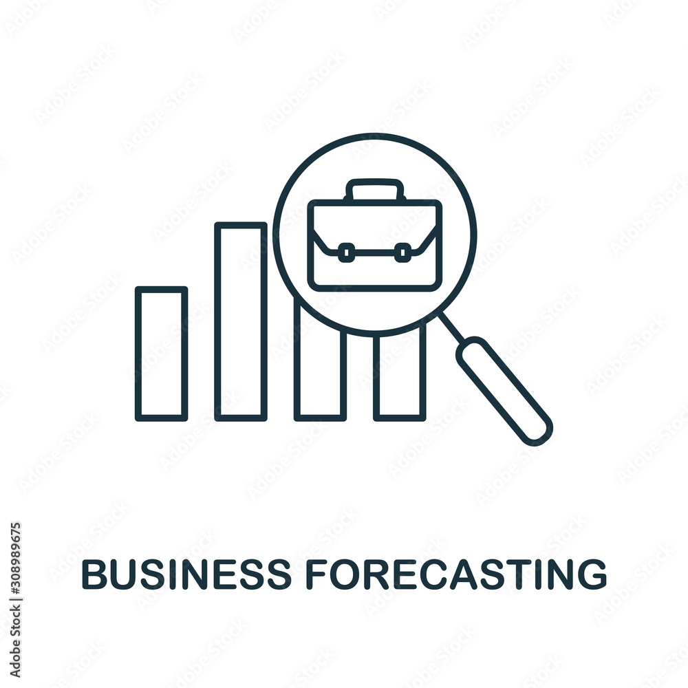 Poster business forecasting icon. line style element from business strategy collection. thin business forec
