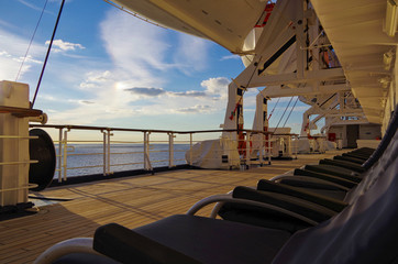 Ocean cruise as a dream vacation holiday on luxury liner cruise ship with beautiful scenic views at...