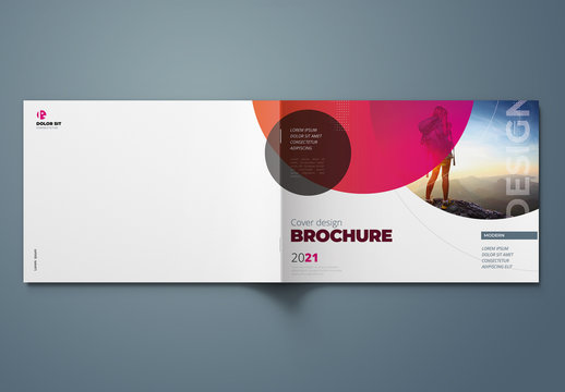 Landscape Business Report Cover Layout Set with Circle Elements