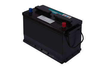 Lead-acid battery on a white background for a car