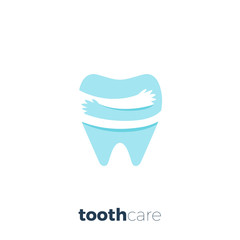 tooth with hand embrace. Isolated Vector Illustration