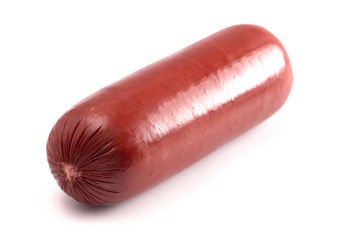 A Summer Sausage Isolated on a White Background