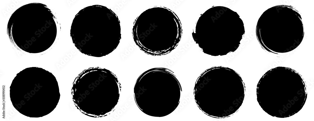 Poster grunge banner collection. grounge round shapes big set. vector