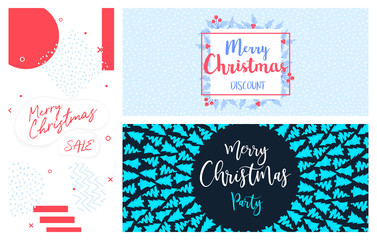 Naklejka premium Merry Christmas DL cover Flyer Banner poster template vector illustration offer holiday greeting card pack set