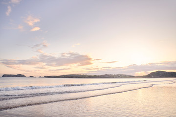 View of a beach at dawn in northern Spain.