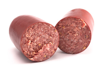 A Summer Sausage Isolated on a White Background