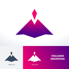 Abstract sign of Purple Volcano Mountain. Isolated Vector Illustration