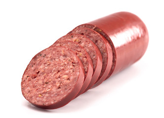 A Summer Sausage Isolated on a White Background