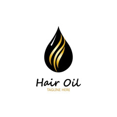 hair oil essential logo with drop oil and hair logo symbol-vector