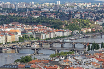 展望台よりプラハの街風景　モルダウ川