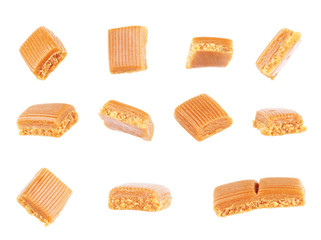 Set of toffee caramel on a white background