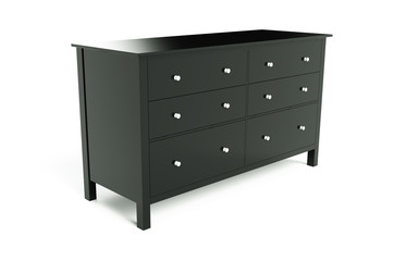 Wooden dresser isolated on white background. 3d render