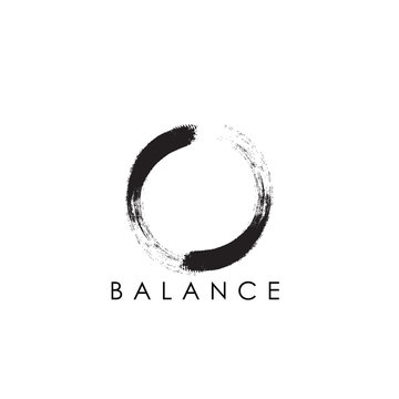 simple abstract logo design of zen with circular brush stroke.