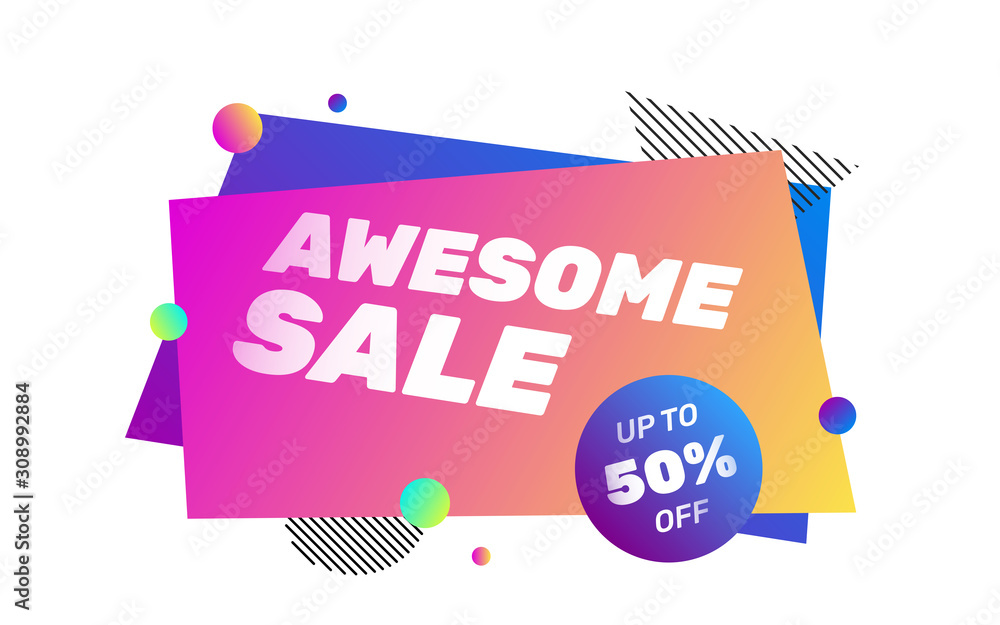 Poster modern colorful forms for sale flyer. sharp forms, rectangular shapes, stripy lines. gradient color.