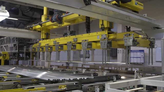 Aluminium extrusion production line factory warehouse.