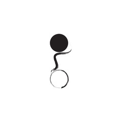 Simple modern abstract design of yin and yang symbol with brush stroke.