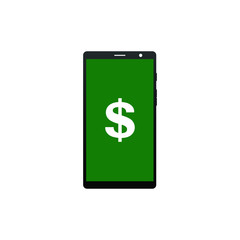 Obraz premium Phone with dollar symbol on the screen. Money icon on mobile. Vector illustration