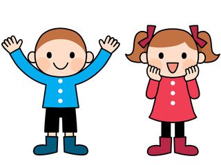 子どもシリーズ２・元気な男の子女の子コンビ