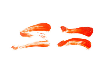 Smear of red lipstick. Cosmetics concept. Element isolated on white.