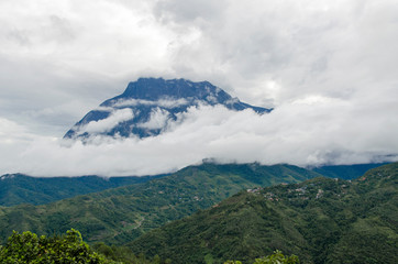 Viewpoint of Mount Kinabalu on a cloudy day (Borneo, Malaysia) - 308995229