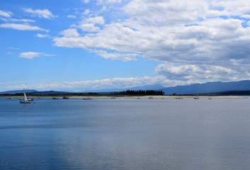 View towards Goose Spit in Comox, British Columbia Canada