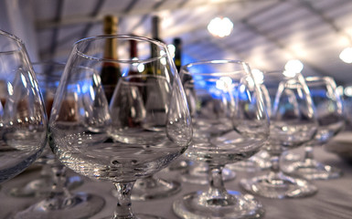 Christmas And New Year Holiday Table Setting with Champagne.