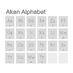 Set of monochrome icons with Akan Alphabet