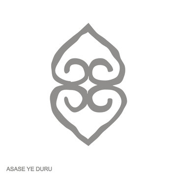 Vector monochrome icon with Adinkra symbol Asase ye Duru