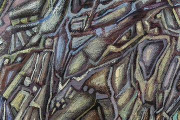 Hand drawn acrylic painting. Abstract art background. Acrylic painting on canvas. Color texture. Fragment of artwork. Brushstrokes of paint. Modern art. Colorful canvas. Close up.