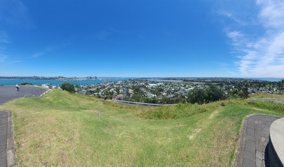 Fototapeta na wymiar Westhaven, Auckland / New Zealand - December 11, 2019: The beautiful scene surrounding the St Marys Bay and Westhaven area, with the Auckland Landmark Bridge behind it.