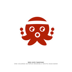cute red octopus. Isolated Vector Illustration