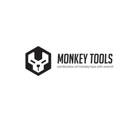 Monkey face inside the wrench. Vector Illustration