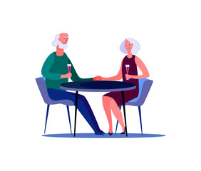 Senior couple on date. People spending time together flat vector illustration. Activity, leisure, romance concept for banner, website design or landing web page.