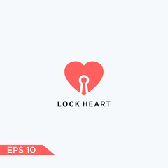 Heart lock logo design. Love security icon vector