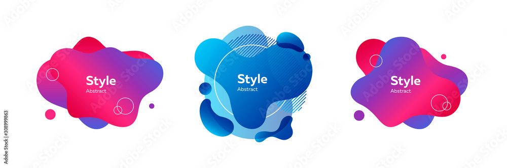 Poster collage of colorful unique wavy blobs. design template for logo, flyer or presentation. abstract for