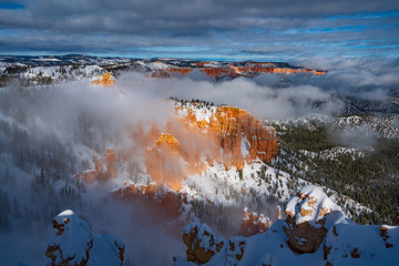 Hoodoos Peak Out From Clouds From Rainbow Point