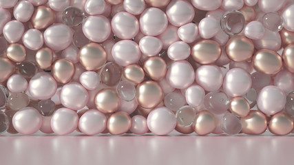 Beautiful background with beads, particles and simulation. 3d illustration, 3d rendering.