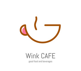 Abstract Wink expression in coffee cup