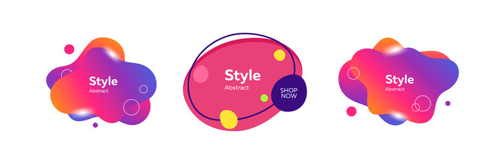 Set of gradient blotches for modern card design. Design template for logo, flyer or presentation. Abstract form dynamic composition. Modern style vector illustration