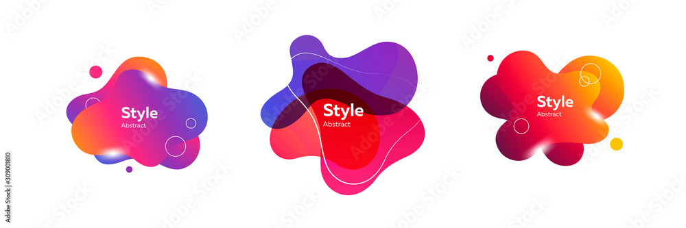 Poster set of layered colorful fluid blobs. design template for logo, flyer or presentation. abstract form 