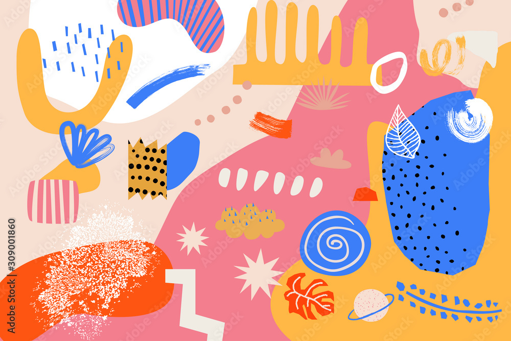 Aufkleber modern and stylish abstract digital background with different shapes and line arts.